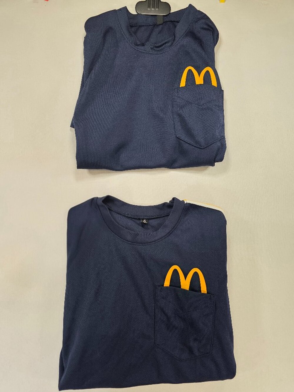 McDonalds Employee Uniform Shirt Women's Medium Navy Blue Pocket Logo Lot of 2